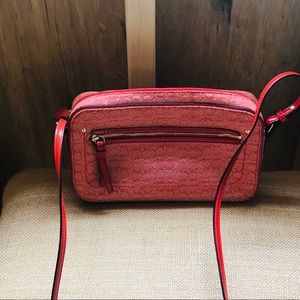 Vintage COACH POPPY OP ART Red Leather Crossbody